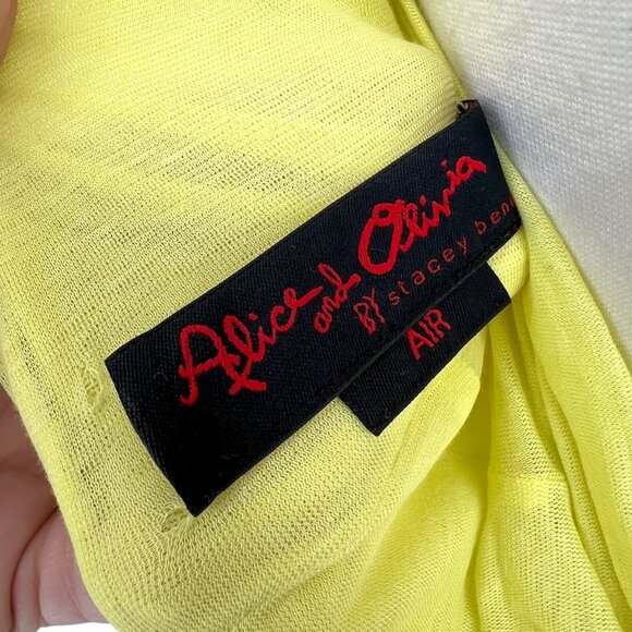 Alice & Olivia Air Ruched Open Back Sleeveless Bodycon Dress Lime Yellow Small - Picture 11 of 12